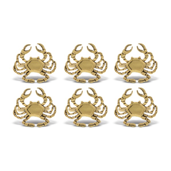 KitchaBon Gold Napkin Rings Set of 6, Banquet Table Setting Decor- Crab