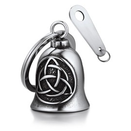 Bandmax Keyring Motorcycle Bell Stainless Steel Motorcycle Bell Keyring Viking Lucky Charm Keyring for Motorcyclists, F-Celtic-Silver