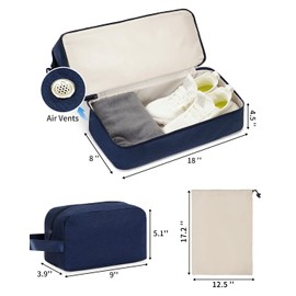 WANDF Travel Duffle Bag with Wet Pocket & Shoes Compartment, 18x14x8 Personal Item Travel Bag with USB Charging Port & Toiletry Bag for Gym, Weekend, Overnight, Hospital(Blue)