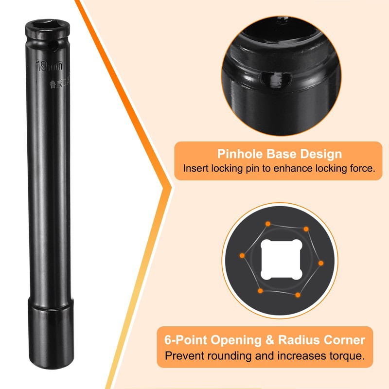 HARFINGTON Deep Impact Socket 1/2" Square Drive by 19mm Metric