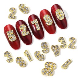 WOKOTO 30pcs Gold Number Nail Charms (0-9) 3D Nail Art Charms for Acrylic Nails