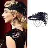 JUSTUSNX Gatsby Feather Crystal Headband, 1920s Flapper Headband Rhinestone Headband