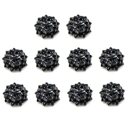 Namzi 10pcs Black Rhinestone Buttons Shank Diamante Accessories DIY for Wedding Decoration Sewing Clothing Buttons, 22mm
