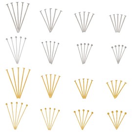 Craftdady 1600Pcs Mixed Colors Head Pins Ball Head Pins Flat Head Pins Wire Disc Headpins for Beading Jewelry Making