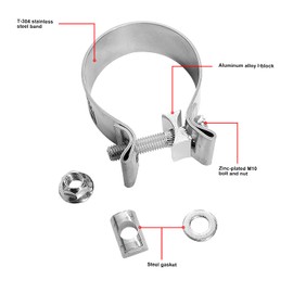 ETL INDUSTRIES 4 Inch Exhaust Clamp, Narrow Band 304 Stainless Steel Clamp for Muffler, 4 Pcs