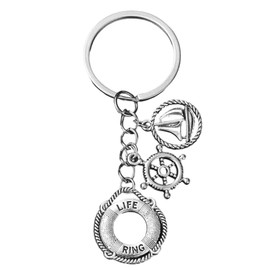 Sailing Boat Rudder Life Ring Nautical Marine Keyring Keychain