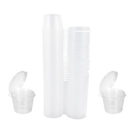 LIANRISES 50pcs Sauce Containers with Lids 1oz Small Sauce Pots Sauce Pots With Lids Salad Dressing Pots for Dips Chutney Restaurants Takeaway 25ml Reusable Slime Pots