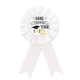 Congrats PHD Tinplate Badge Pin, Congrats Grad Button Pin, White Rosette Class of 2026 Badge Pin for Women, Happy Graduation Brooch Buttons for PHD Grad Party Celebration