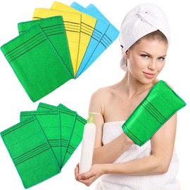 10 Pieces Korean Exfoliating Washcloth Mitt Asian Exfoliating Bath Body Scrub Mitt Italy Towel Double Sided Exfoliating Cloth Gloves Dead Skin Japanese Spa Wash Cloth (Multi Color)