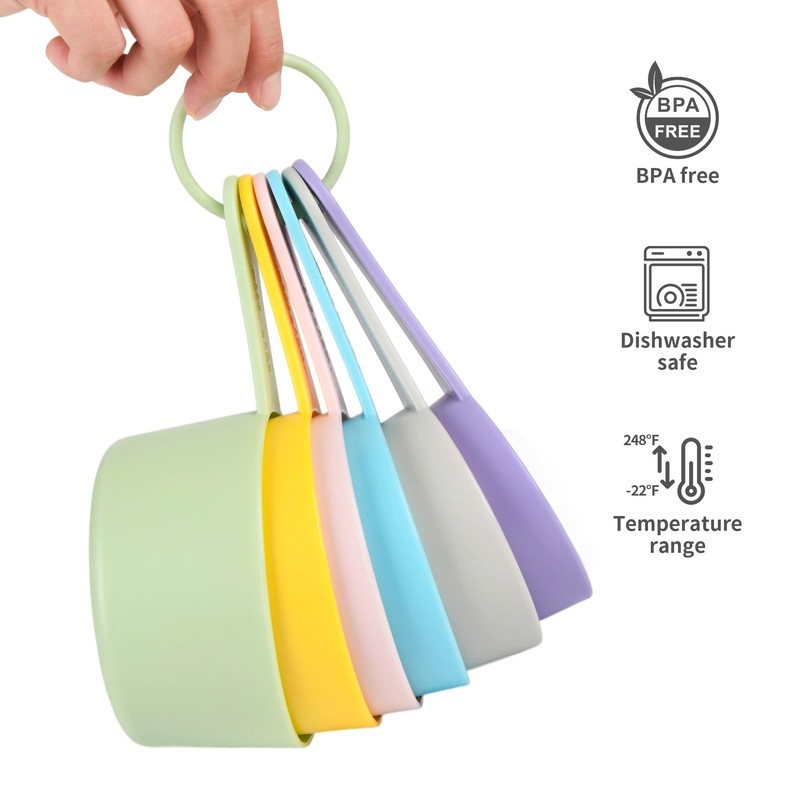 Smithcraft Measuring Cups Set 6, Colorful Plastic Measuring Cup Set,