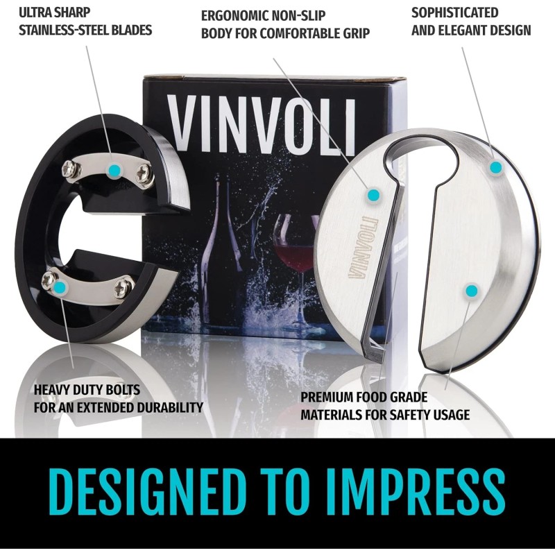 VINVOLI Wine Foil Cutter, Stainless Steel Luxury Tool for Wine