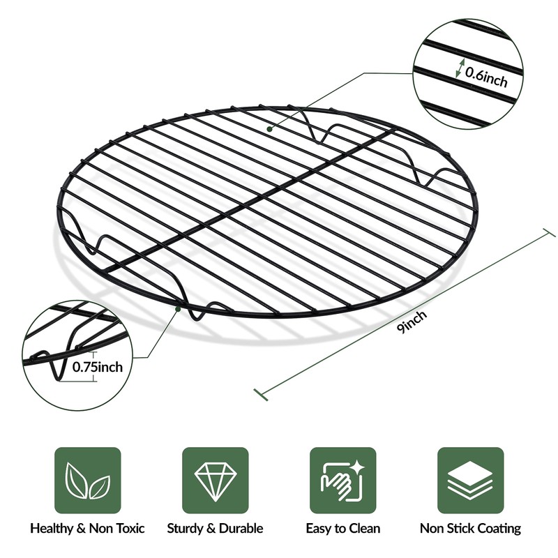 TeamFar Round Cooling Rack, 9" Non-stick Stainless Steel Baking Rack