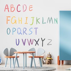 Uppercase Alphabet Letter Kids Wall Stickers,Rainbow Uppercase Letters Decor,Peel and Stick Educational Learning Wall Decor,for Kids Bedroom Nursery Playroom Classroom Library Reading Corner Decor
