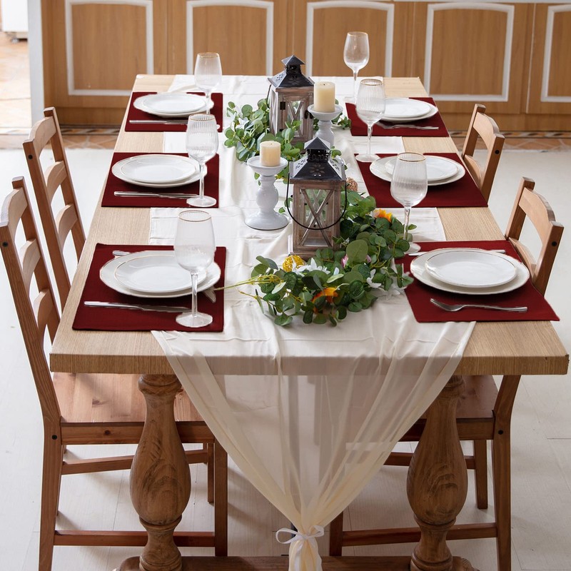 Rinpon Linen Placemats Set of 8, Machine Washable, Heat Resistant,