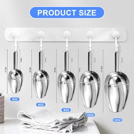 Metal Ice Scoop 10Oz, Small Stainless Steel Ice scooper for Ice Maker Ice Bucket Kitchen Freezer Bar Party Wedding, Multipurpose for Popcorn Scoop,Flour Scoop,Dog Food Scoop (10 OZ, Silver)