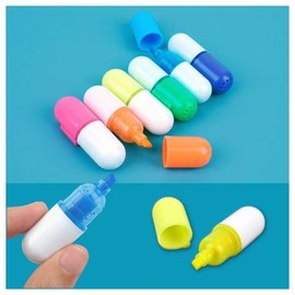 Mini pill-shaped underlining highlighter, pastel highlighter 6p, writing highlighter / 미니 알약모양 밑줄긋기 형광펜 파스텔형광펜6p 필기형광펜