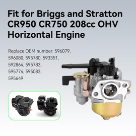 XIKOBY 596079 Carburetor Carb Kit Compatible with Brigs and Straton CR950 CR750 208cc 163cc 6HP 5HP Engine MTD Craftsman Troy-Bilt Lawn Mower Pressure Washer Tiller Parts 596080 592864 13R232 130G32