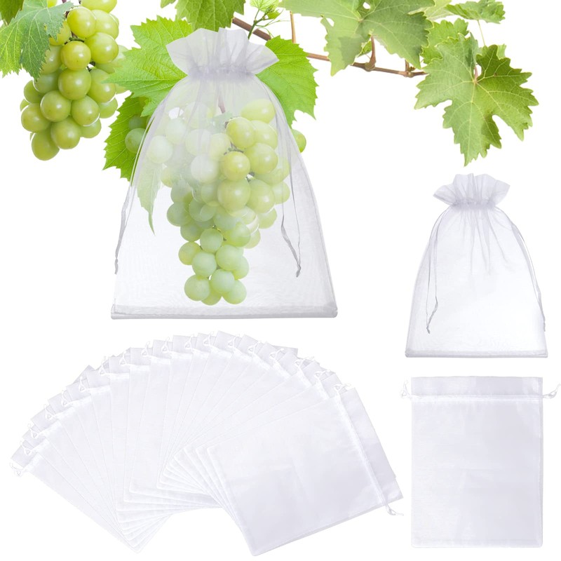 50 Pcs Fruit Protection Bags, 8x12 White Fruit Netting Bags
