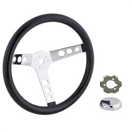 Classic 13 Inch Black Steering Wheel w/Holes & Retainer