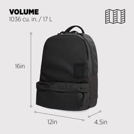 Topo Designs Dash Pack, Lightweight Laptop Backpack, 100% Recycled Materials, Fair Wear + WRAP Certified, 17L (Black)