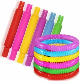 MVS WHOLESALE 12 Pack Pop Tubes ( 14cm x 1.9cm) Sensory Fidget Toys For Unisex Children or Adults, Autism and Special Needs. Reduces Anxiety and Stress, Multicolor
