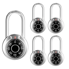 FIGODE® Locker Lock, 2 in. Combination Lock, Keyless Long Padlock for Gym and School Lockers, Black Dial Lock, 5 Pack