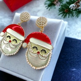 Rhythms of Grace Creative Sparkle & Cheer: Adorable Rhinestone Santa Earrings for a Festive Touch! NWT