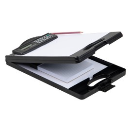 Mind Reader CLIPCALC-BLK Clipboard Calculator, Plastic Letter, Bottom Opening Storage, Low Profile Clip, School, Office, 9.5"L x 15"W x 2.5"H, Black