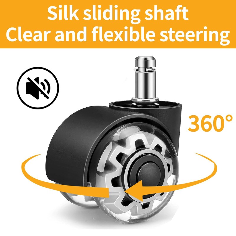GIONAR Office Chair Wheels Set of 5, 11x22mm Rubber Castors
