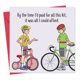 Twizler Funny Card with Childrens Bike Cyclist - Blank Card - Funny Cycling Birthday Card for Men or Women - Dad Husband Birthday Card Mum Wife - Funny Cycling Card - Card for Cyclists