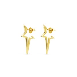 SINGULARU - Earrings Star Punk - Earrings in 925 Sterling Silver with 18 Carat Gold Plating or Rhodium Plating - Earrings Stud Earrings - Women's Jewellery, Yellow Gold, No Gemstone