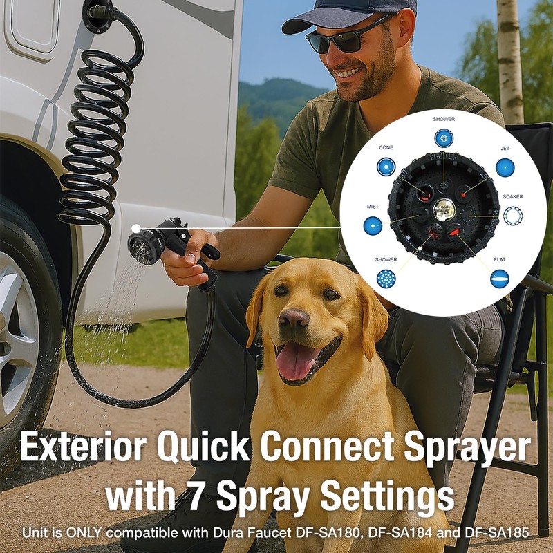 Dura Faucet DF-SA187-BK RV Exterior Quick Connect Sprayer with 7