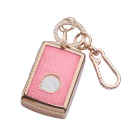 Cute Bling Key Fob Cover for Volvo, Diamond Cut TPU Case with Keychain, Protective Shell for Volvo XC40 XC60 XC90 S90 V90 2021 2022 Smart Key,Pink