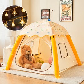 Inflatable Kids Play Tent Indoor/Outdoor, Kids Tent with Star Lights & Carry Bag, Portable Pop Up Playhouse Air Fort for Toddlers Boys & Girls Birthday Gift Quick Inflation