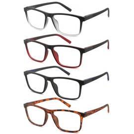 STARTONYOU 4 Pack Reading Glasses Men Readers Anti Blue Light UV400 Computer Eyeglasses With Spring Hinge Comfy Fashion Sturdy(Magnification 4.0 x)