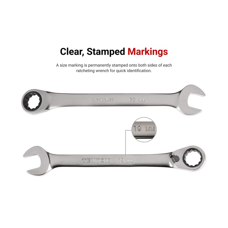 TEKTON 16 mm Reversible 12-Point Ratcheting Combination Wrench | WRC23416