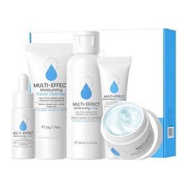 Hocossy Gesichtspflege Set 5 Stück, Gesichtspflege Set Damen Reinigungsmilch Toner Essenz Creme Augencreme Serum, Skincare Set für Alle Hauttypen Feuchtigkeitspflege (Amino Acid)