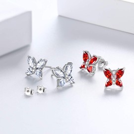 Aurora Tears 925 Sterling Silver Butterfly Studs,Butterflies April Birthstone Crystal Earrings Studs Jewelry Gift for Women Teen DE0160W