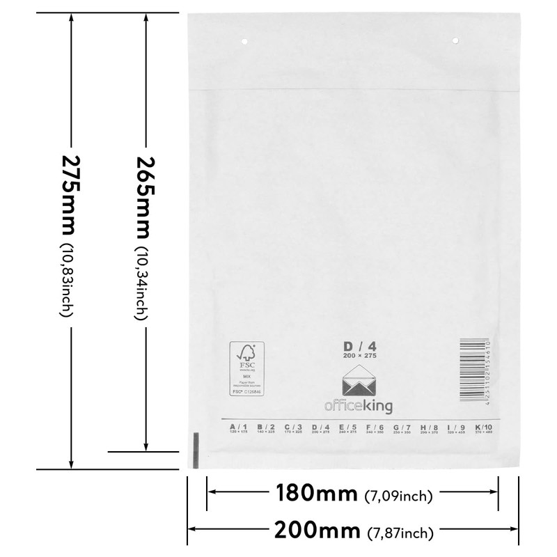 officeking Padded Padded Envelopes D4 200 x 275 mm DIN