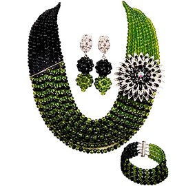 aczuv 8 Filas Africana joyería para Las Mujeres abalorio Boda de Nigeria Collar Set Joyería Nupcial Sets