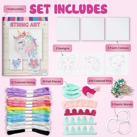 Hapinest Kit de Arte con Hilo para Niños de 10 a 12 Años en Adelante, Kit de Arte con Hilo 3D para Adolescentes, Regalos de Cumpleaños para Niñas Preadolescentes de 10 a 11 a 12 Años en Adelante, Hace