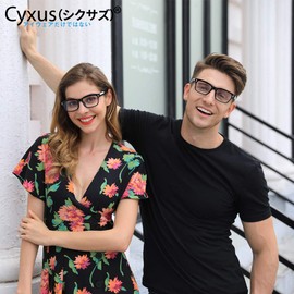 Cyxus Date Glasses, Transparent Lenses, Fashion Glasses, Ultra Lightweight Nose Pads, Harajuku Glasses, Unisex, 9-black