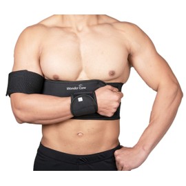 Wonder Care - Left Right Shoulder Immobiliser Arm Sling Elastic Bandage for Clavicle Luxation Shoulder Stabiliser Compression Brace Post Rotator Cuff Surgery - Black