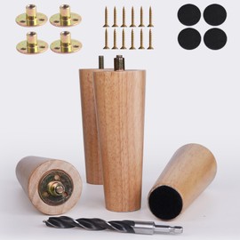 PBUY Wood Furniture Legs Set of 4 Heavy Duty 6 Inch,Solid Table & Couch Legs Replacement, Feet for Sofa Ottoman Loveseat Bench Dresser- Solid Wooden Legs with Vernished Finish