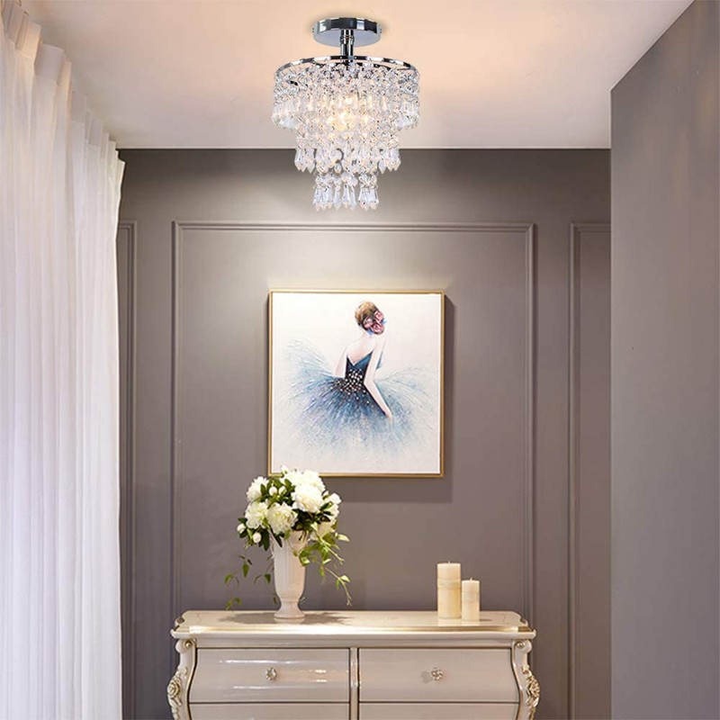 FRIXCHUR Modern Crystal Chandelier Ceiling Light Fitting Hallway Lights Ceiling