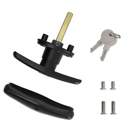 Wedelweib T-Handle for Truck Camper Shell Truck Cap Locking T-Handle with Dust Cover for Truck Canopy- 1 Pack Clockwise with 2 Keys（Key Alike）