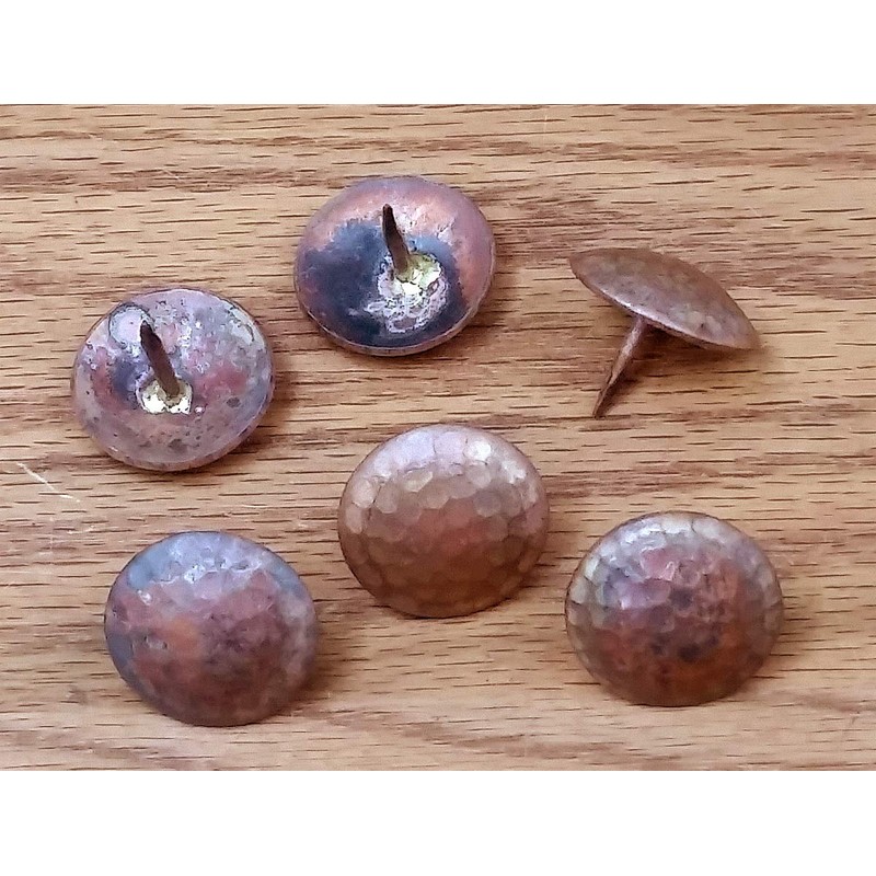 Clavos, 1 1/4" Round Hammered, Solid Copper, Decorative Door Nails,