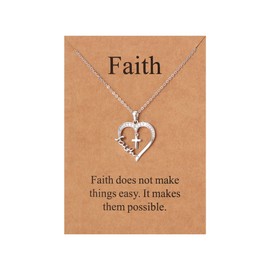 Lcherry Heart Cross Necklace for Women, Faith Necklace Christian Mother's Day Confirmation Gifts for Women