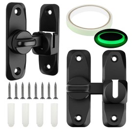 Pack of 2 Sliding Door Lock Gate Bolt Door Lock Interior Lock Sliding Door Lock 90° and 180° Mounting Illuminated Door Lock Suitable for Most Interior and Exterior Doors and Windows