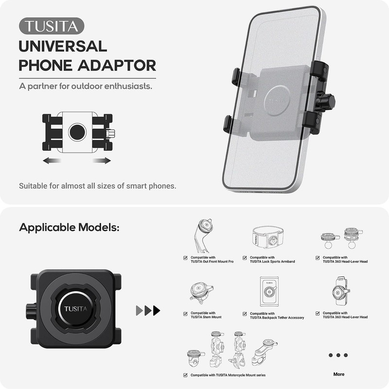 TUSITA Lock Phone Holder - Universal Adapter Clamp - Fits